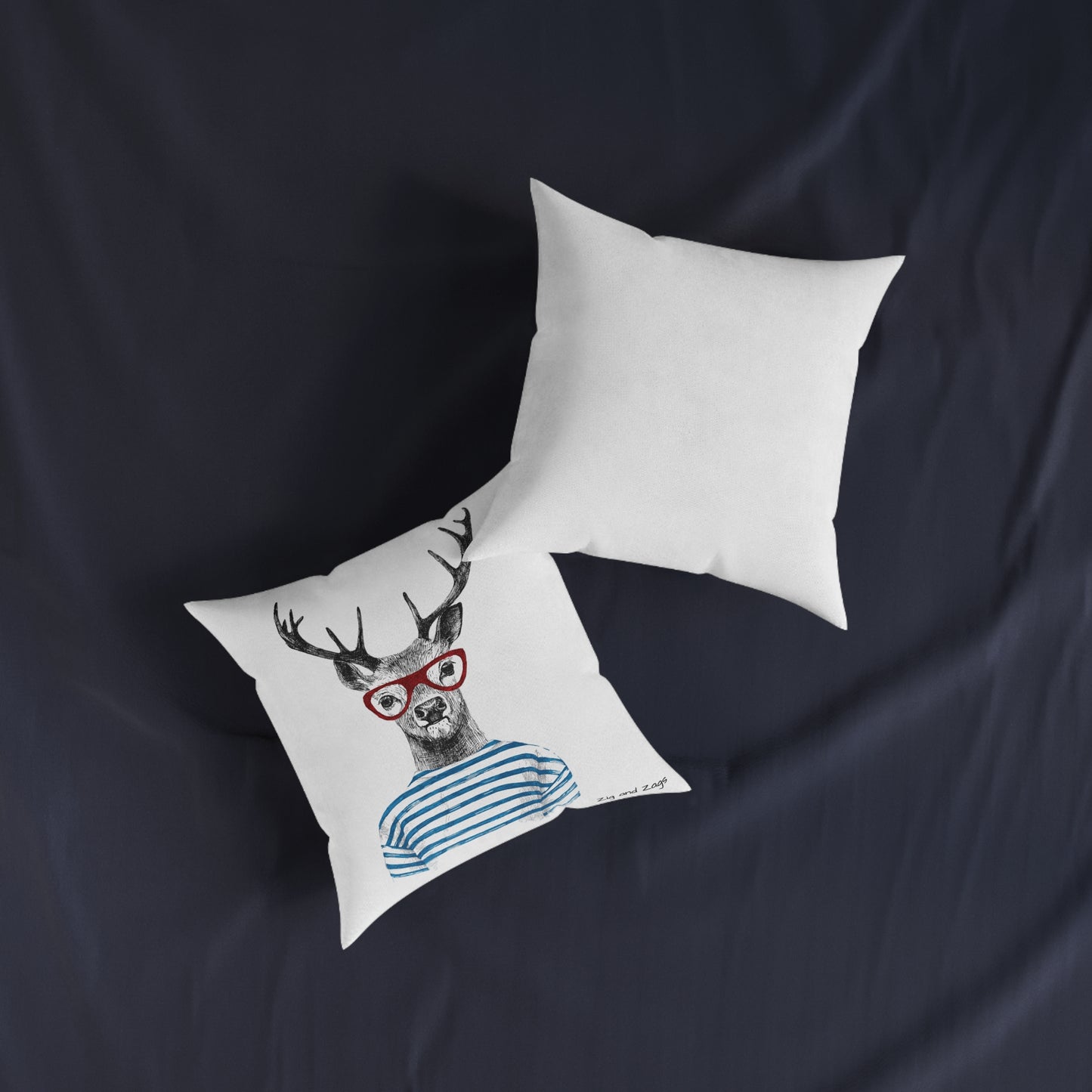 Wild & Free Stag Wearing Glasses Square Cushion