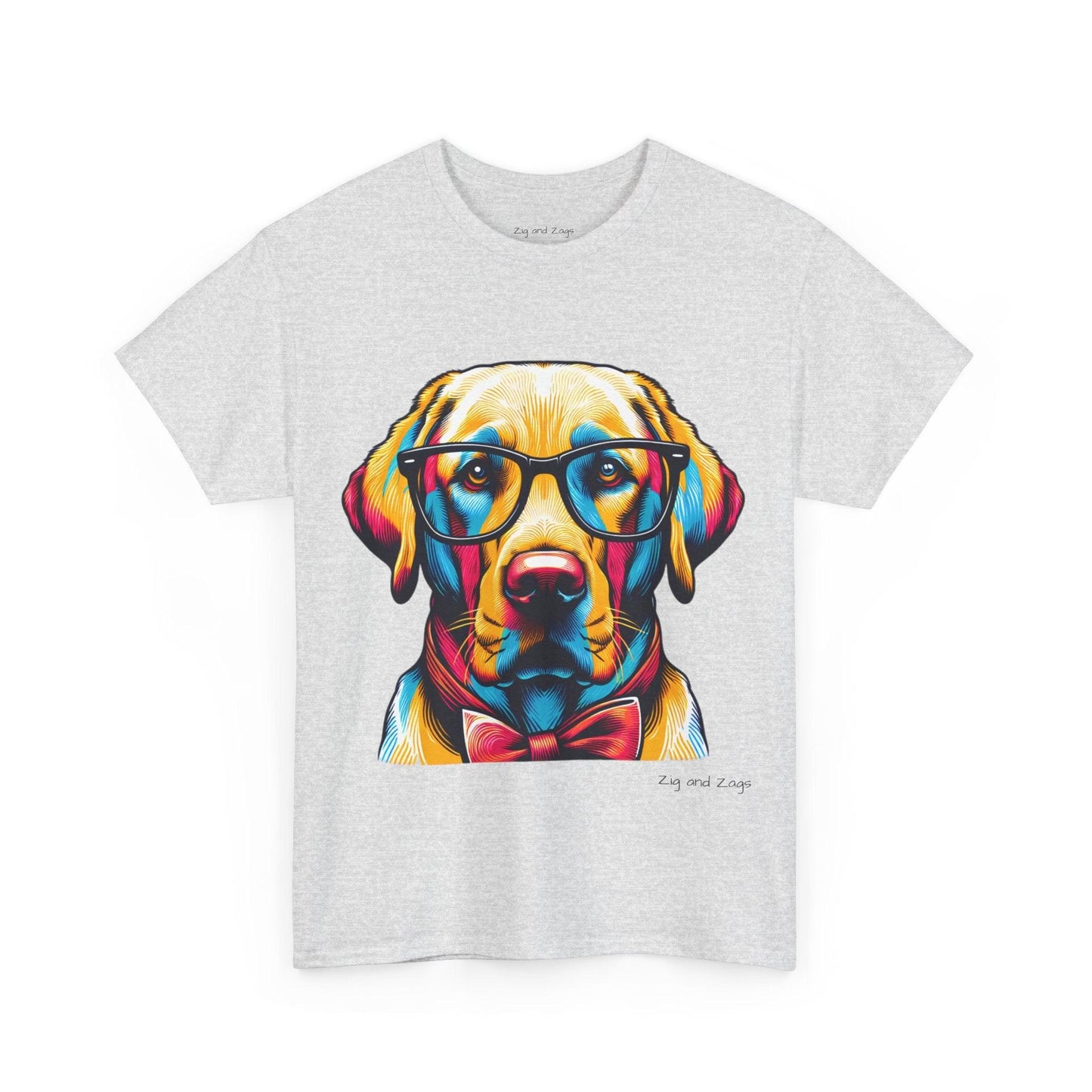 Labrador Retriever Wearing Glasses Pop Art Heavy Cotton Tee