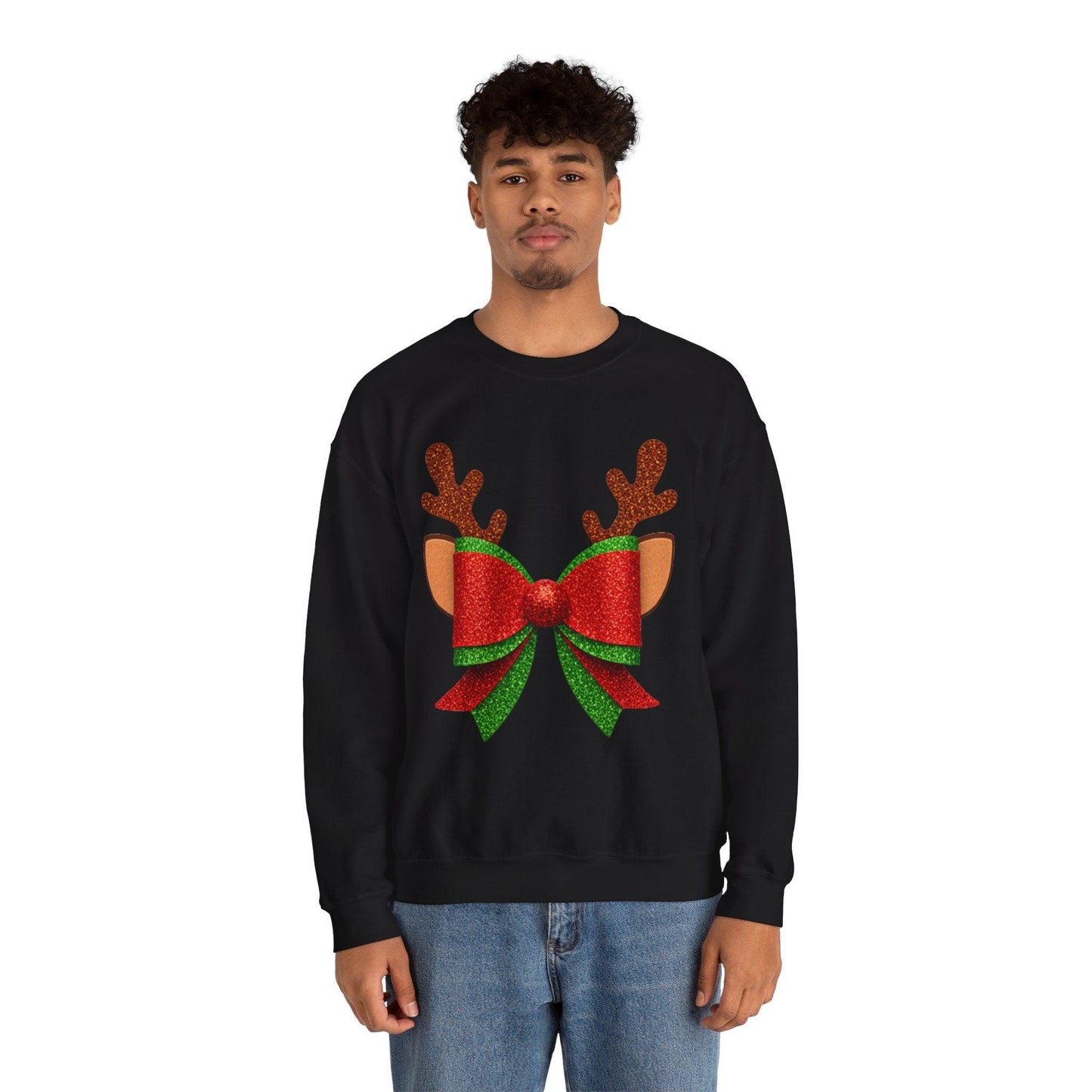 Christmas Reindeer Bow Unisex Sweatshirt
