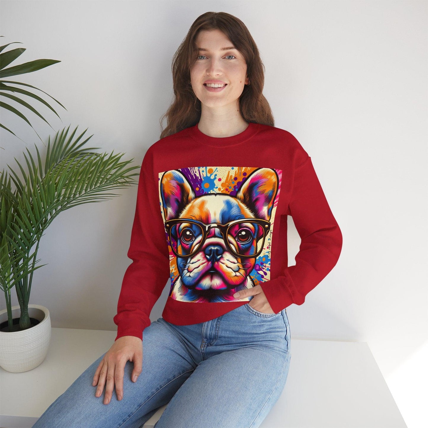 French Bulldog wearing Glasses Pop Art Unisex Sweatshirt