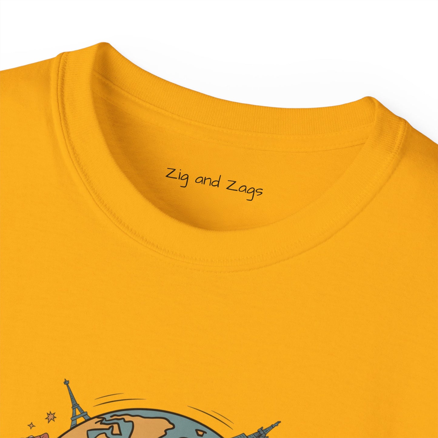 Earth Hugging Planet Graphic Tee — Cute Planet with Orbiting Ring