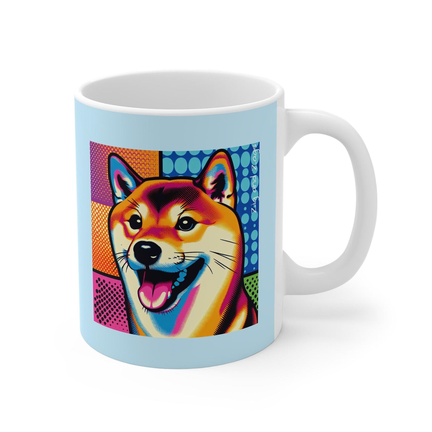 Shiba Dad Blue and White Ceramic Mug