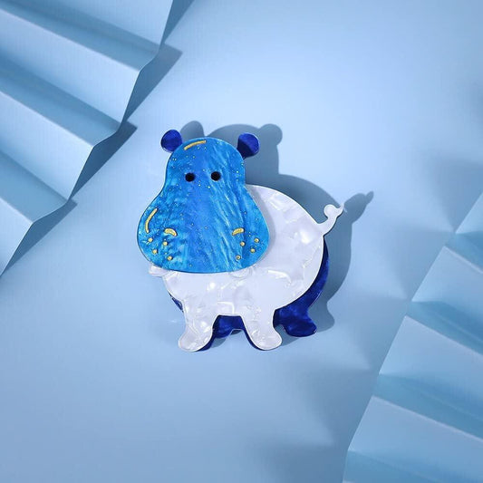 Blue Hippo Acrylic Brooch