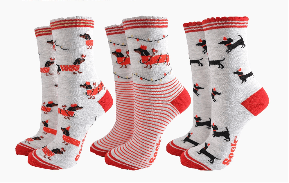 Christmas Sausage Dogs Bamboo Socks