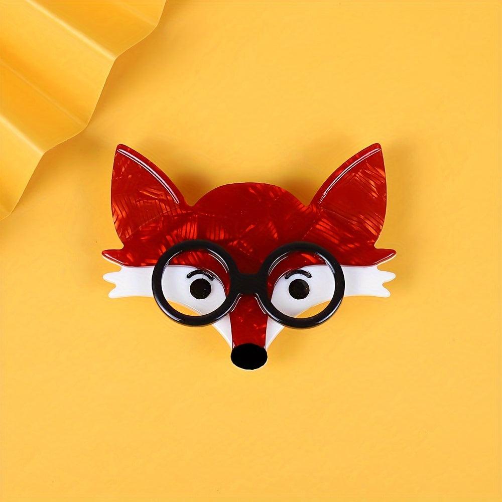 Fox Wearing Glasses Handmade Acrylic Brooch