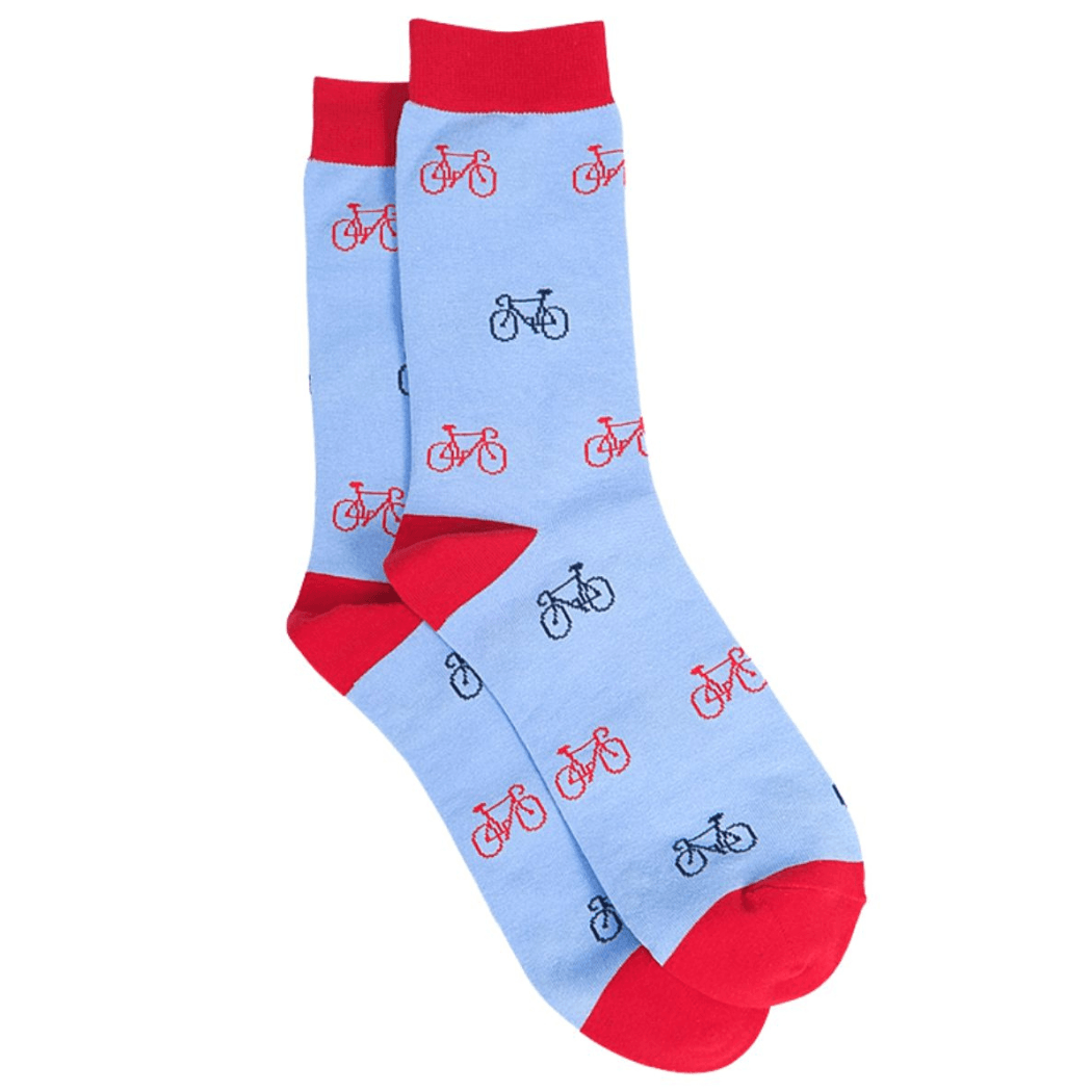 Men's Bicycle Bamboo Socks in Red and Blue