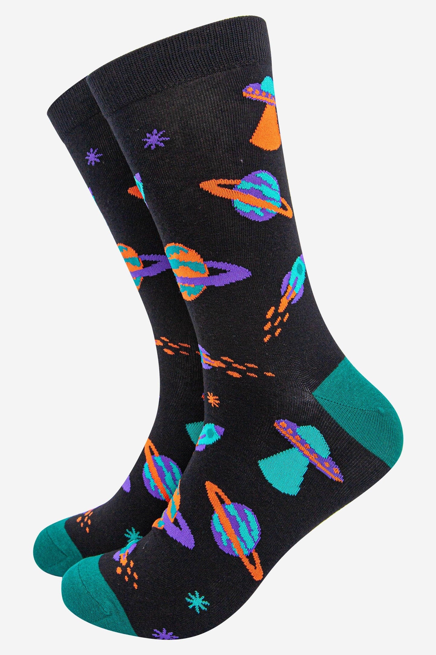 Men's Retro Space Invasion UFOs Bamboo Socks