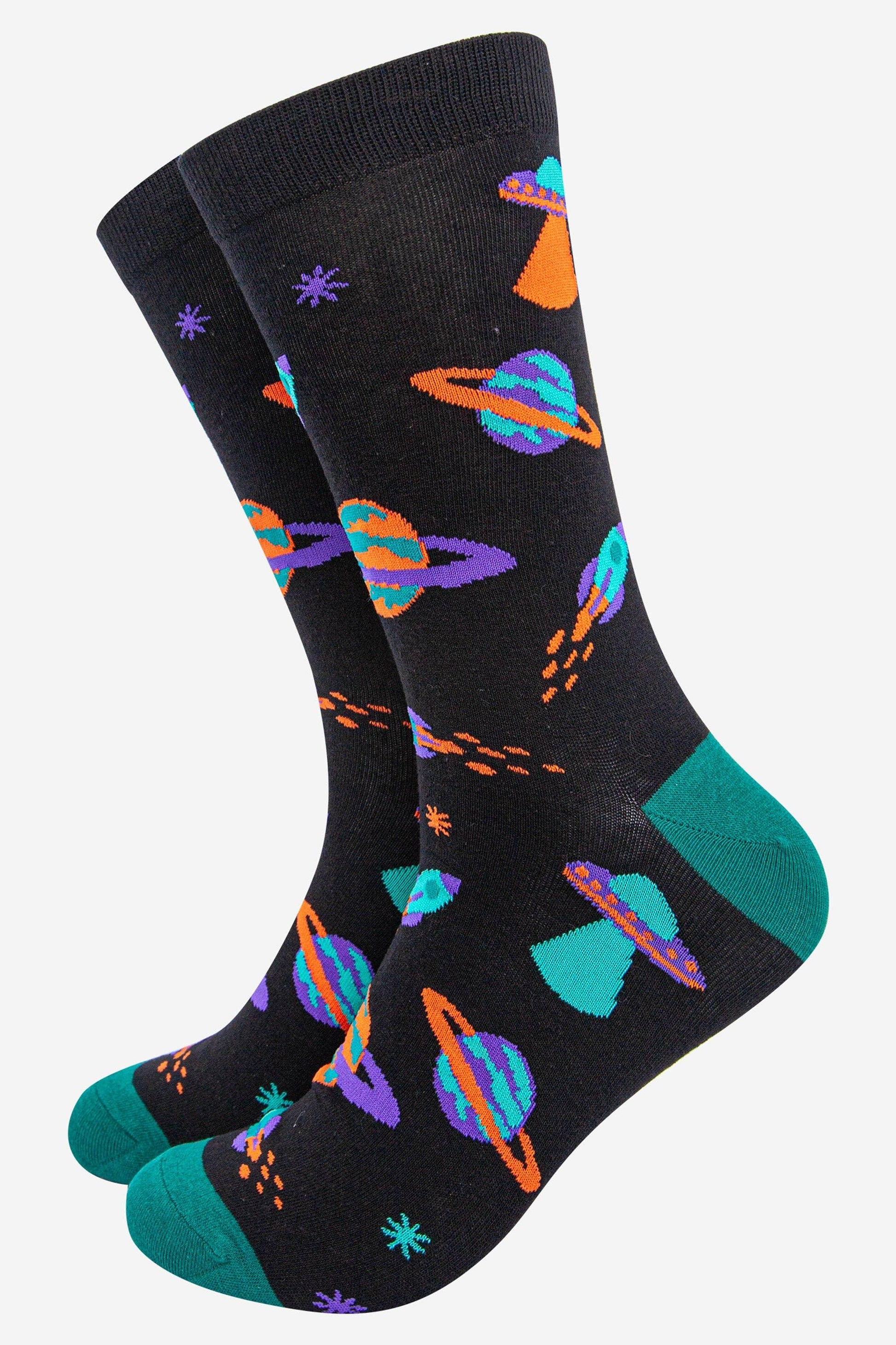 Men's Retro Space Invasion UFOs Bamboo Socks