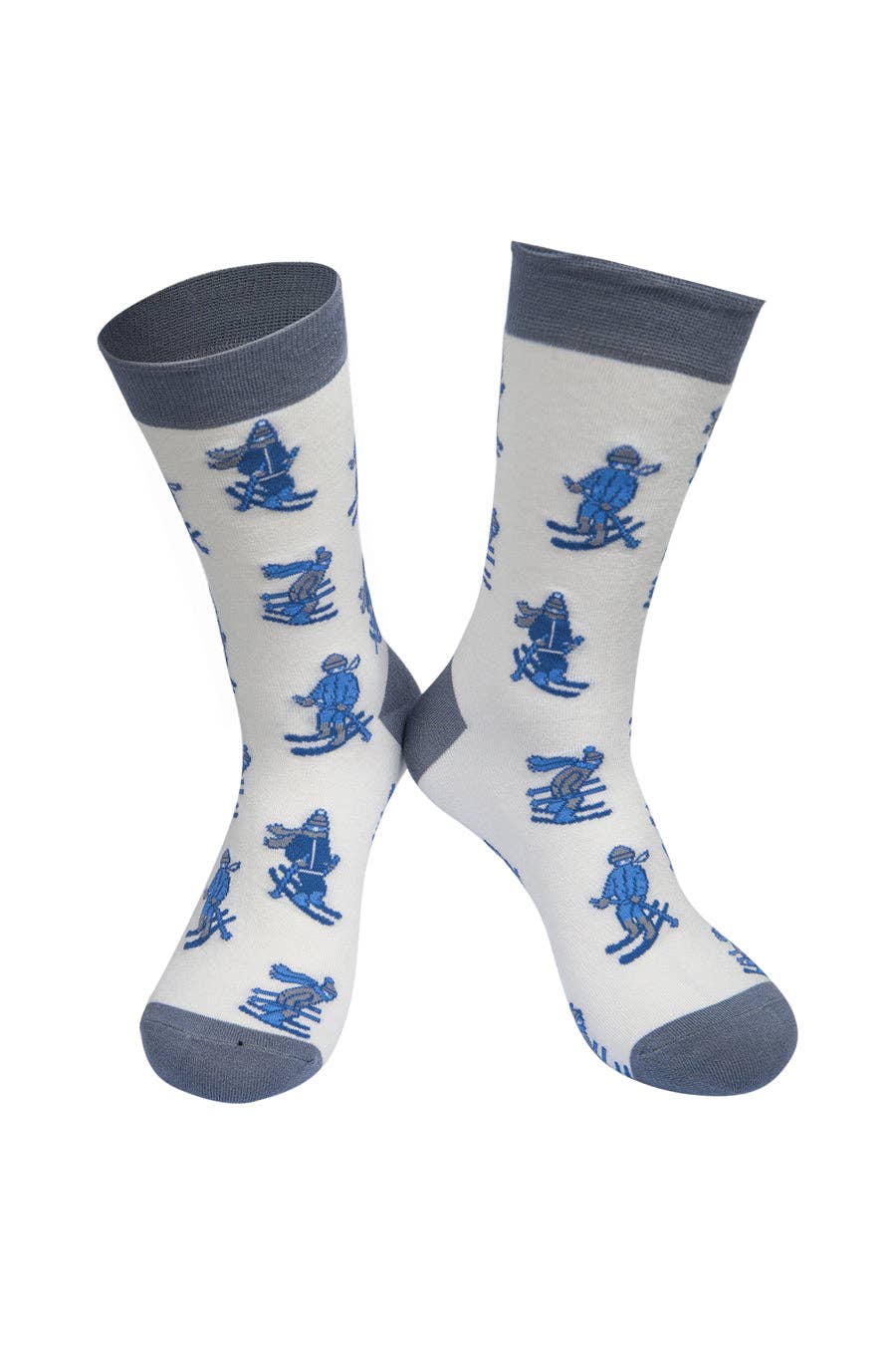 Men's Skiing Grey and White Bamboo Socks
