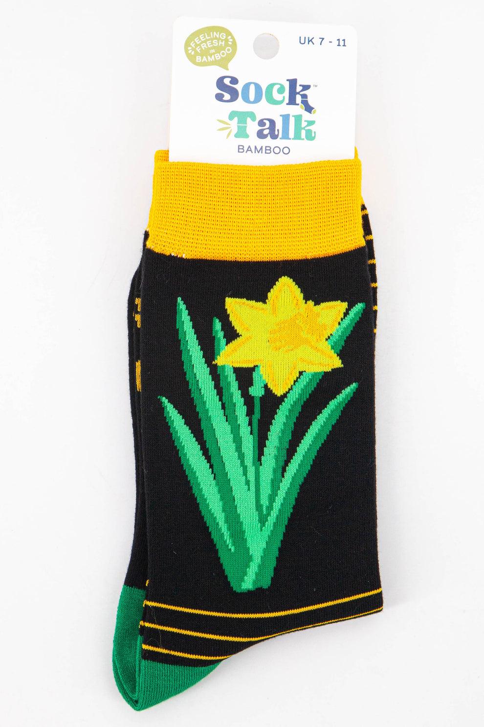 Men's Welsh Daffodil Print Bamboo Socks Packed