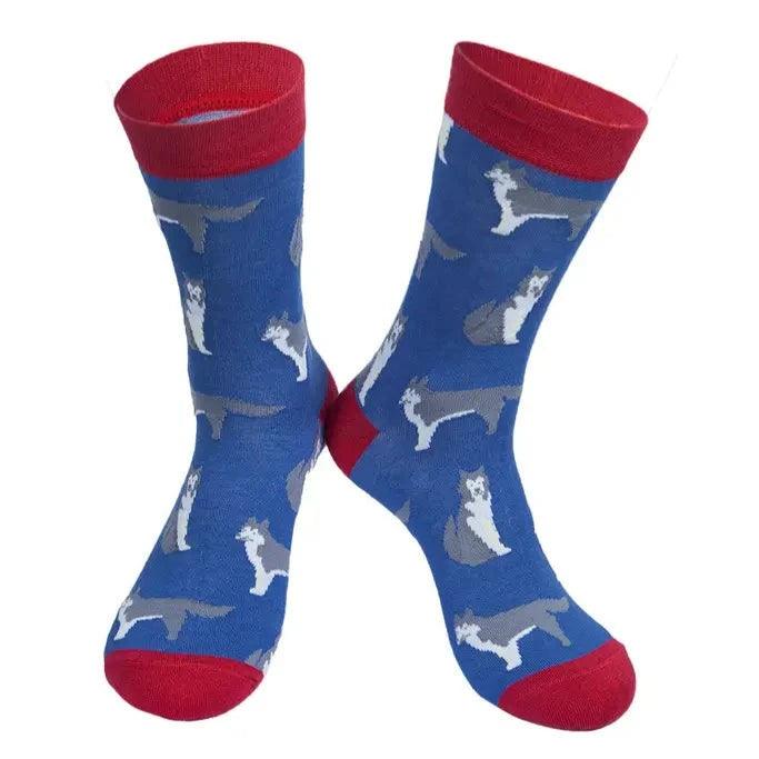 Men's Bamboo Siberian Husky Dog Socks -  Huskies Novelty Socks