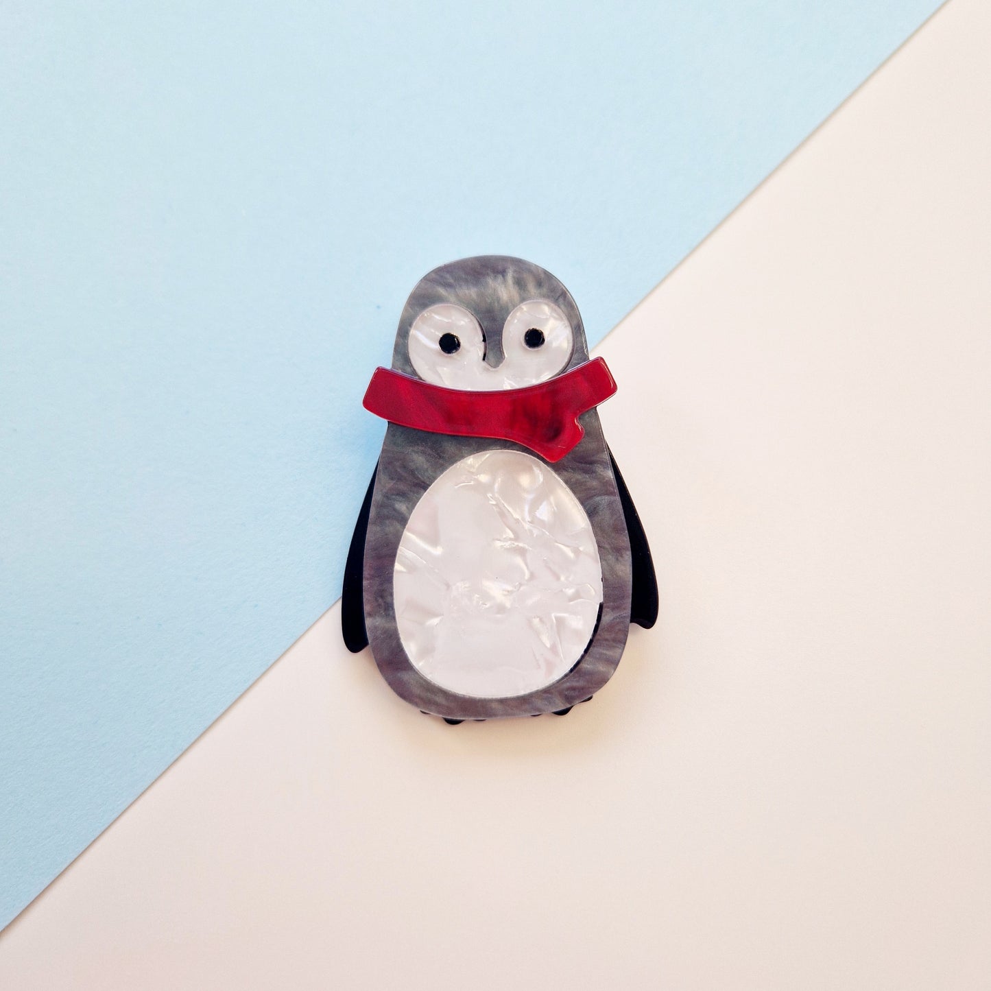 Penguin Acrylic Brooch Front