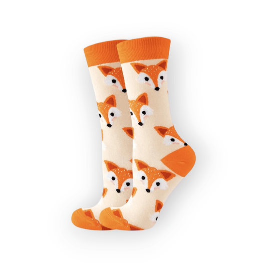 Women's Fox Print Cotton Blend Socks