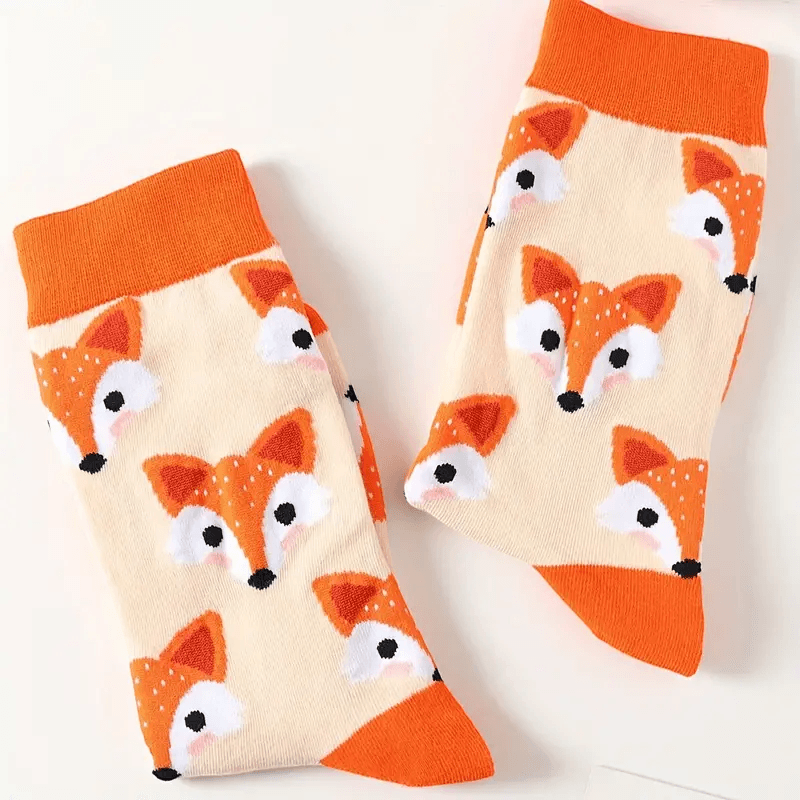 Women's Fox Print Cotton Blend Socks