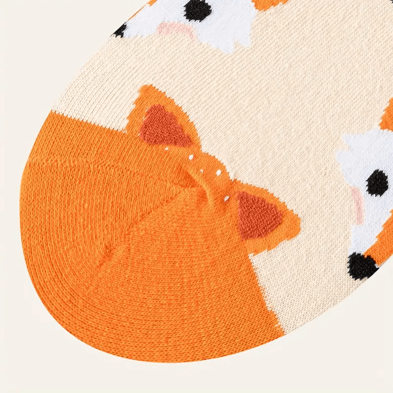 Women's Fox Print Cotton Blend Socks