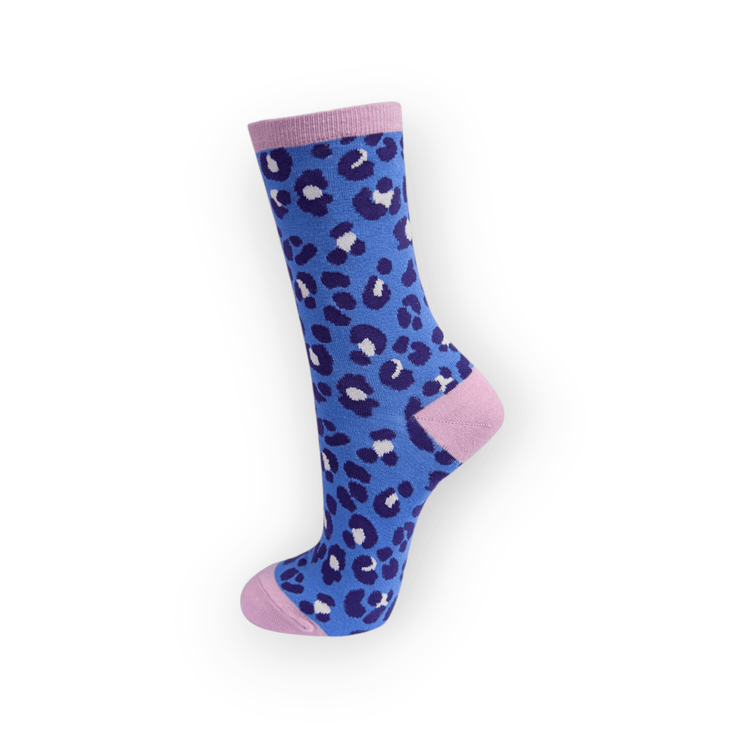 Women's Blue and Pink Animal Print Bamboo Socks