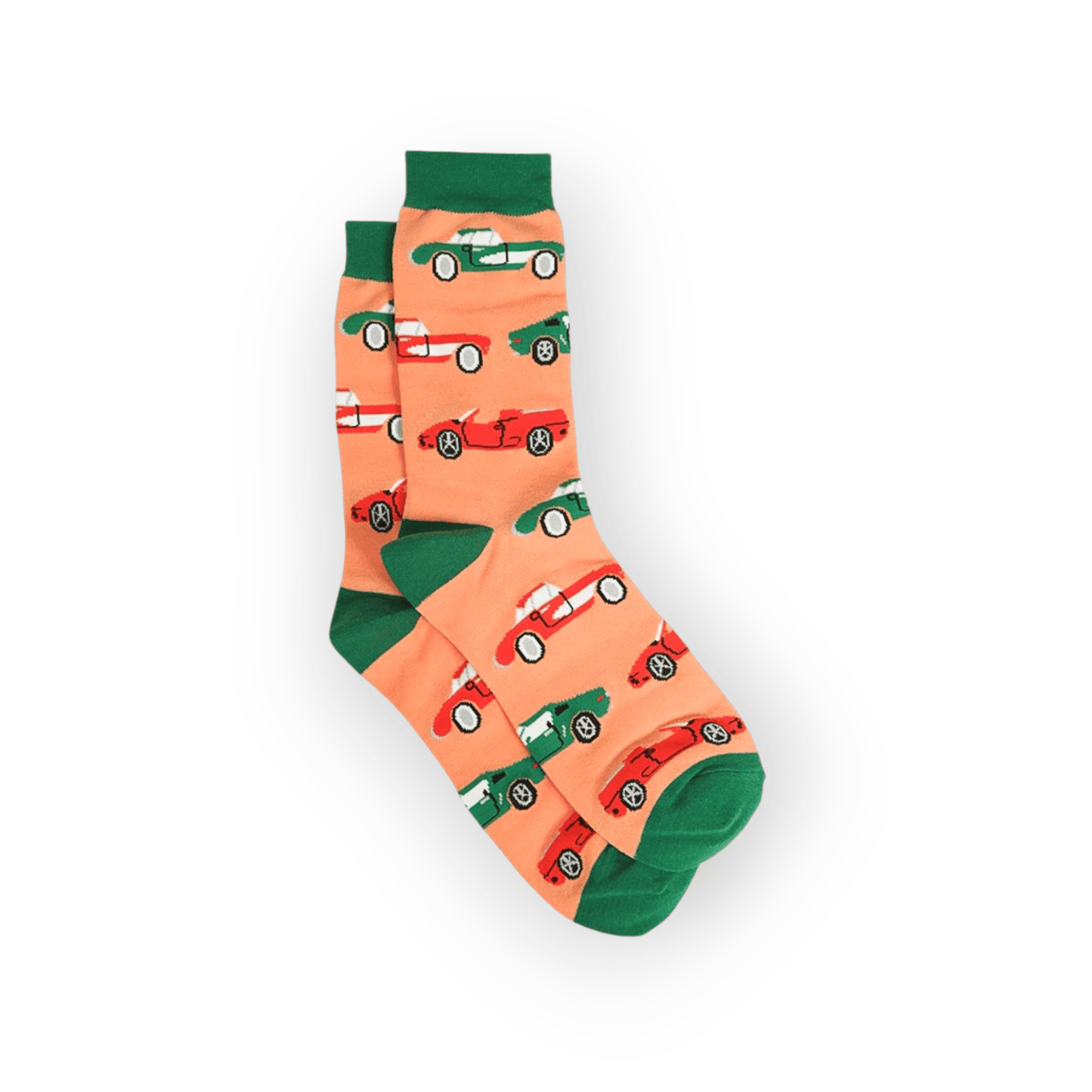 Men's Sports Cars Bamboo Novelty Socks Orange and Green