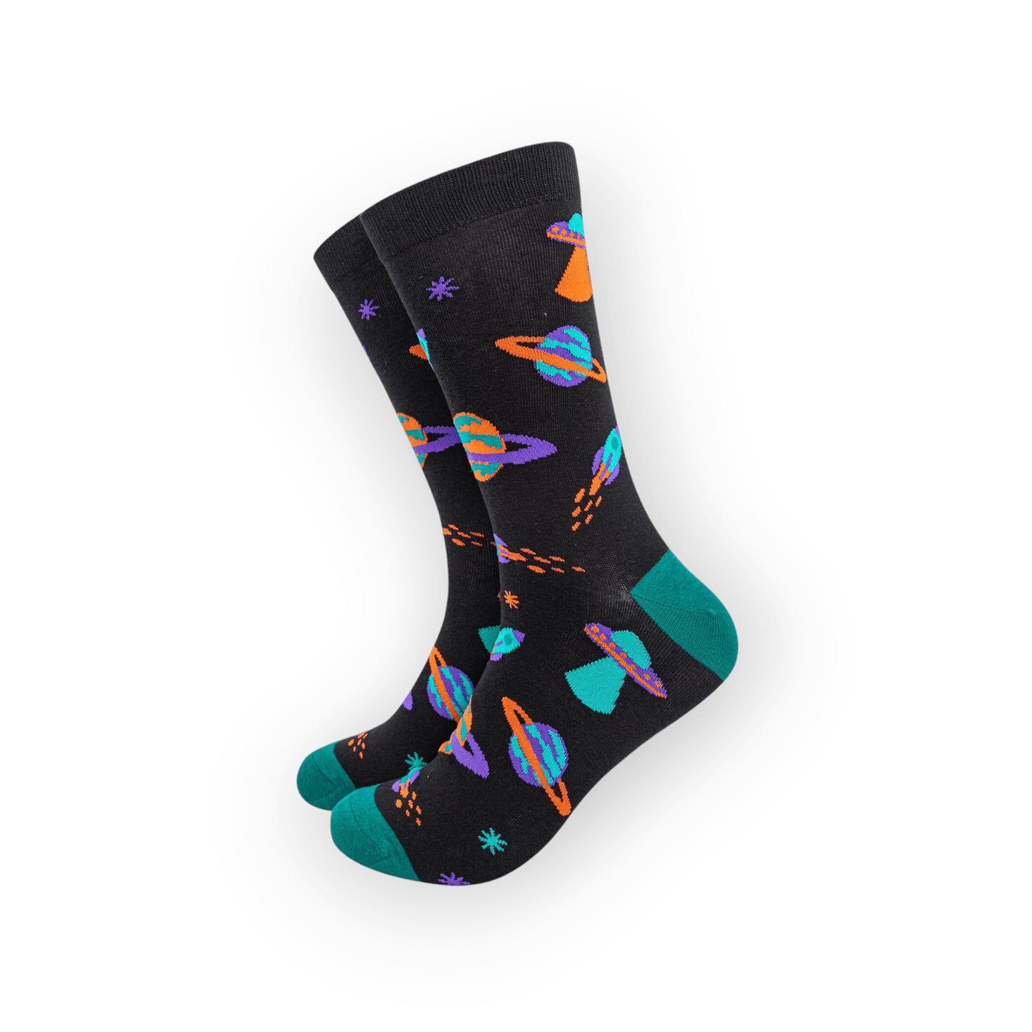 Men's Retro Space Invasion UFO Print Bamboo Socks