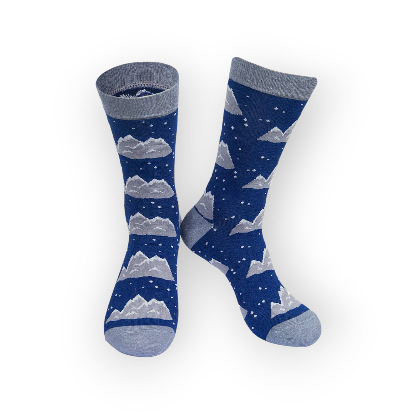 Men's Snow Mountain Christmas Blue Bamboo Socks