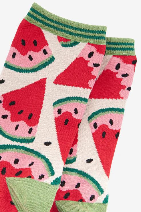 Women's Watermelon Slices Bamboo Socks Details