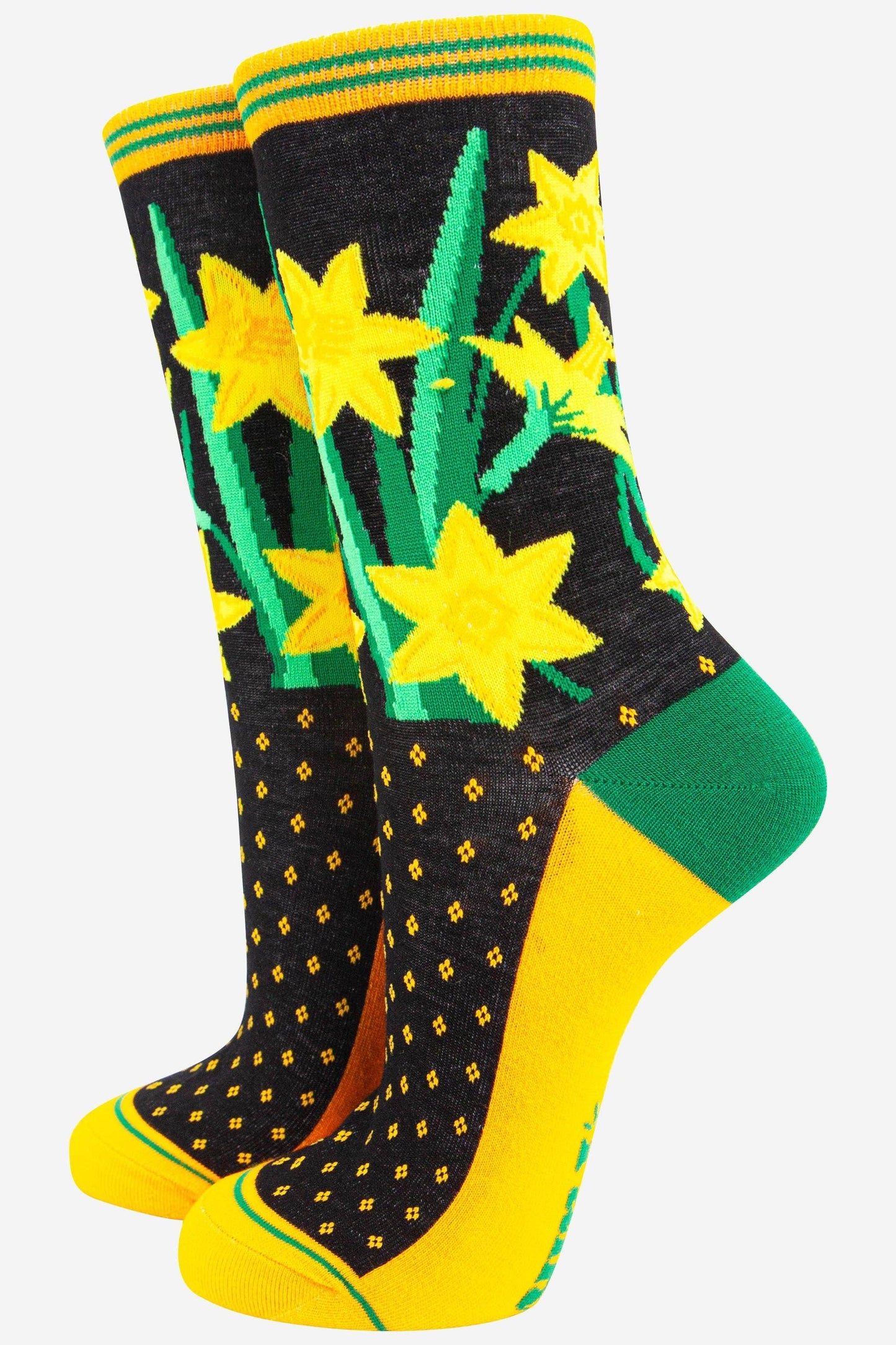 Women's Welsh daffodil floral bamboo socks