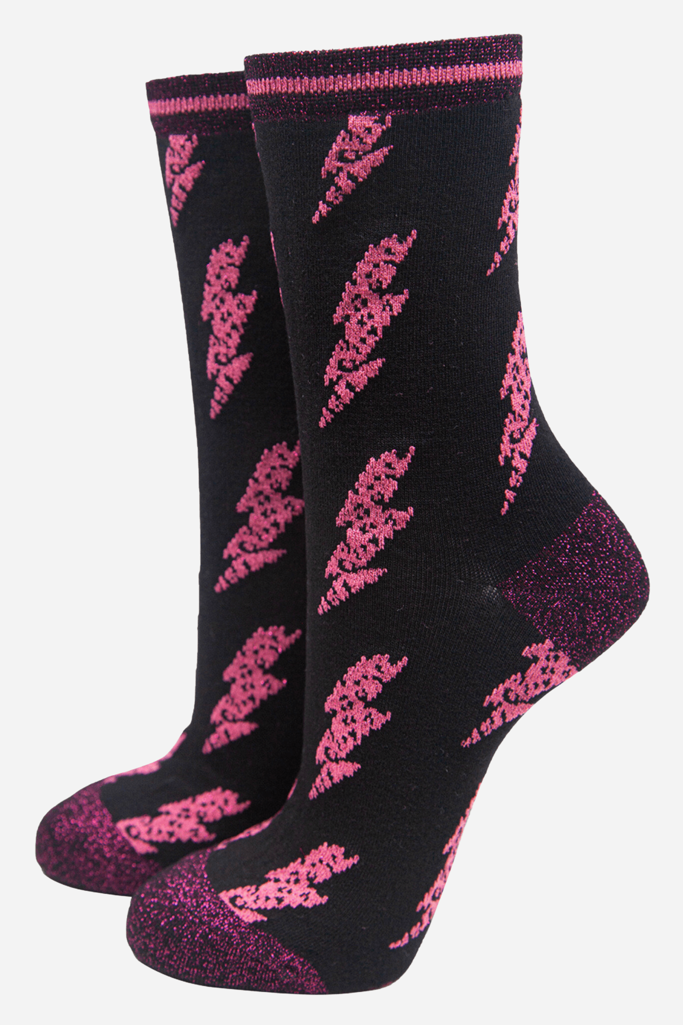 Zig Zags Gift Box Thunder and Lightning Bamboo and Glitter Socks Pink