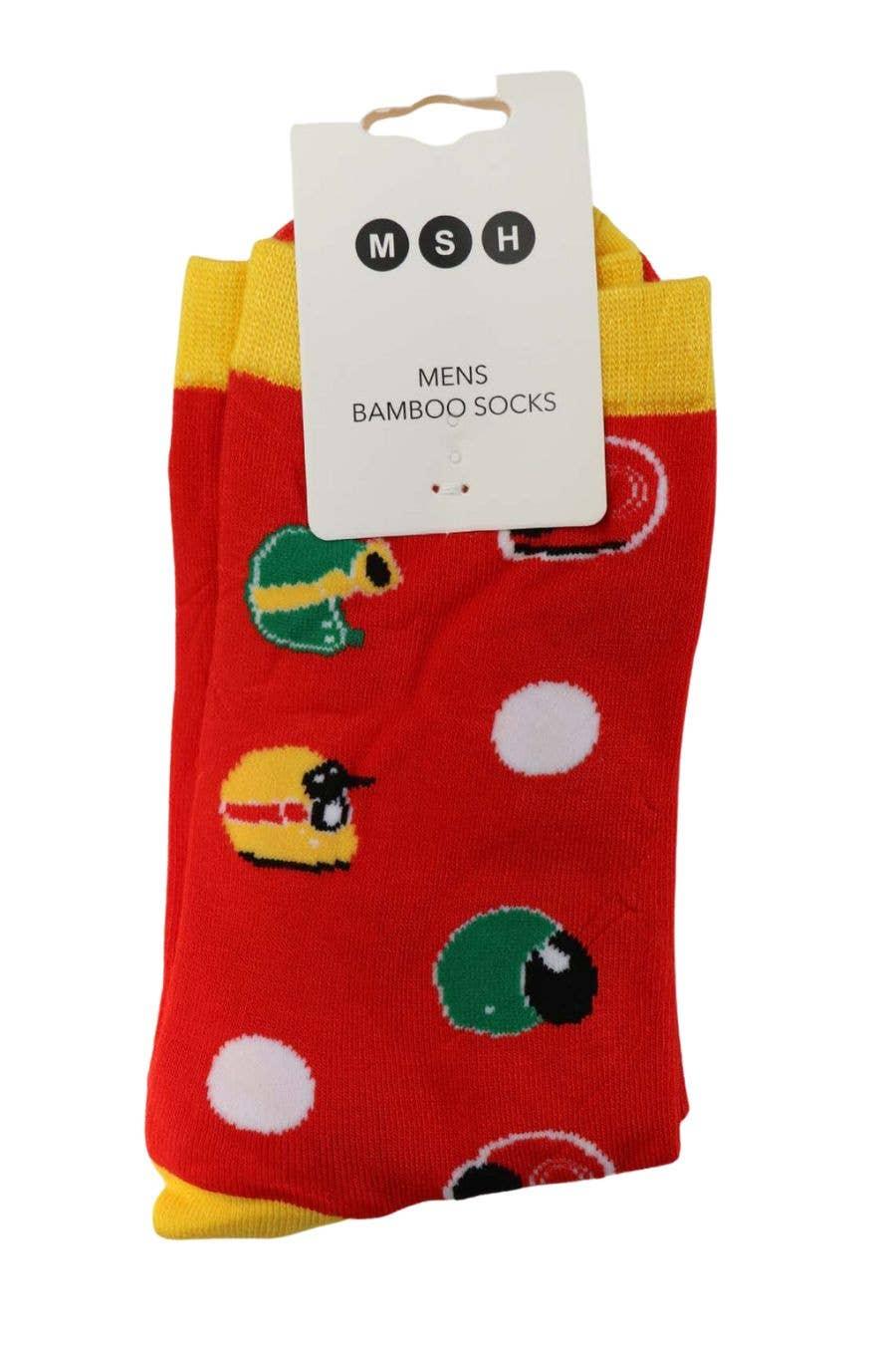 Men's Motorcycle Helmets Red Bamboo Socks