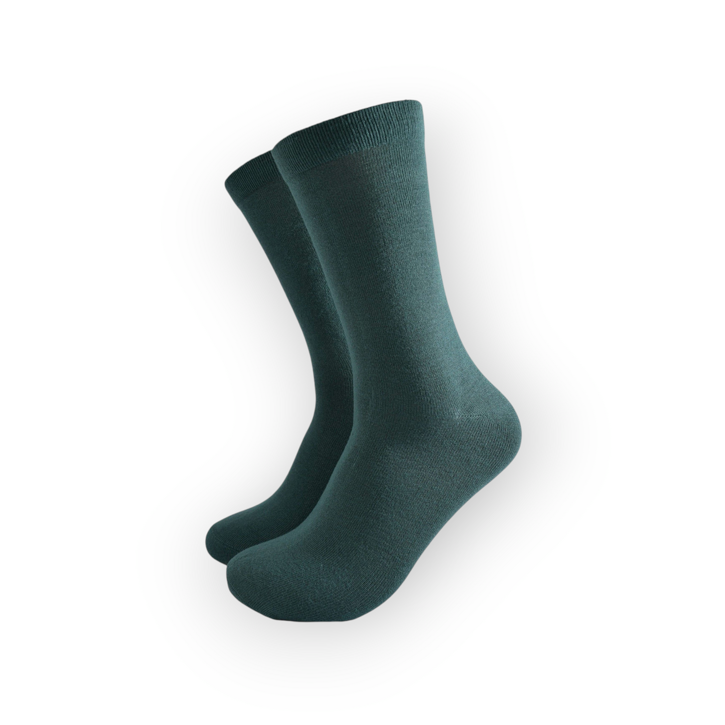 A pair of forrest green bamboo socks displayed against a white background.