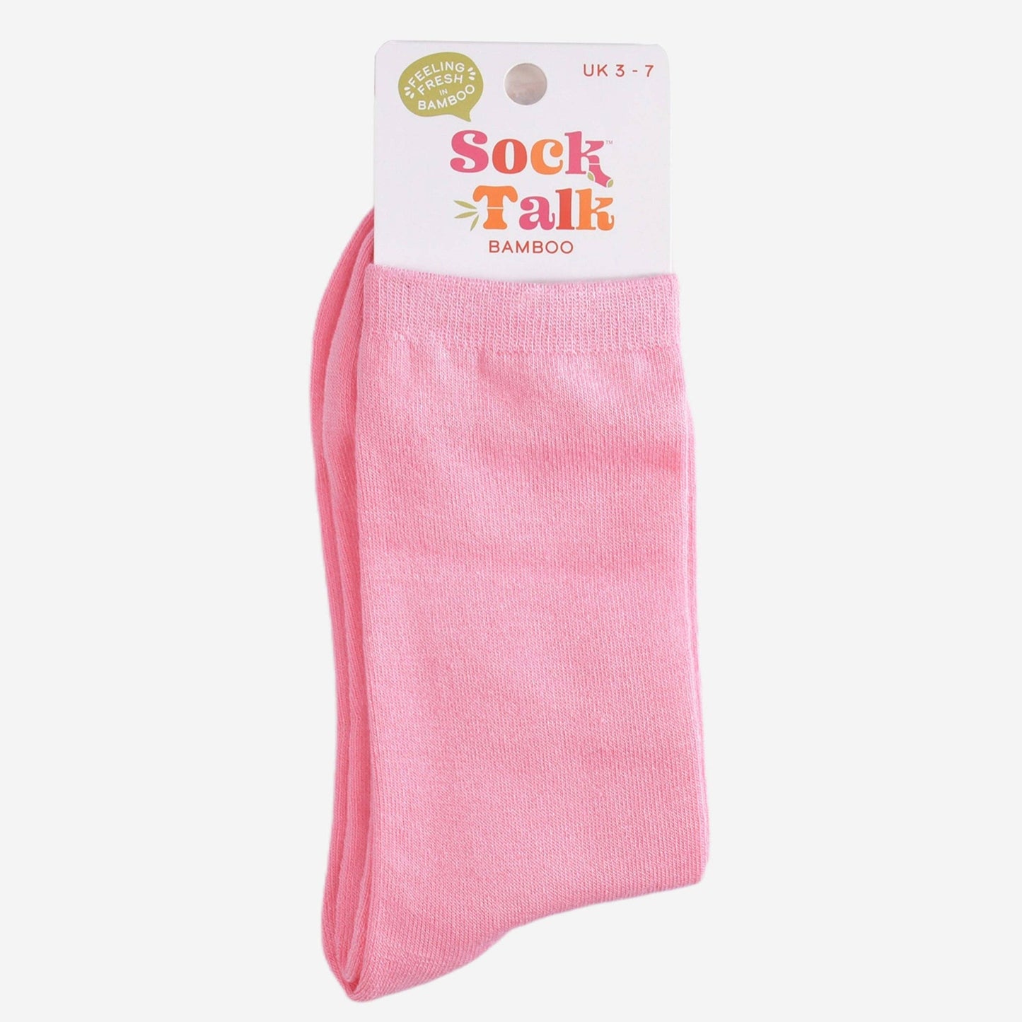 Sock Talk light pink bamboo ankle socks displayed flat on white background