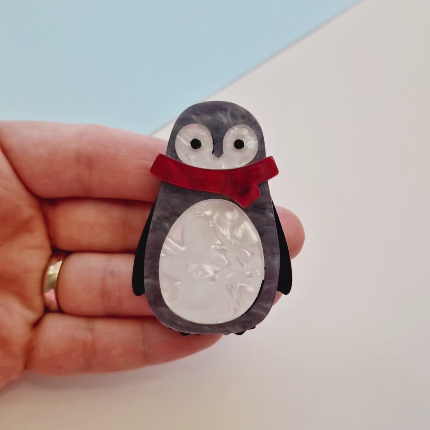 Penguin Acrylic Brooch Video