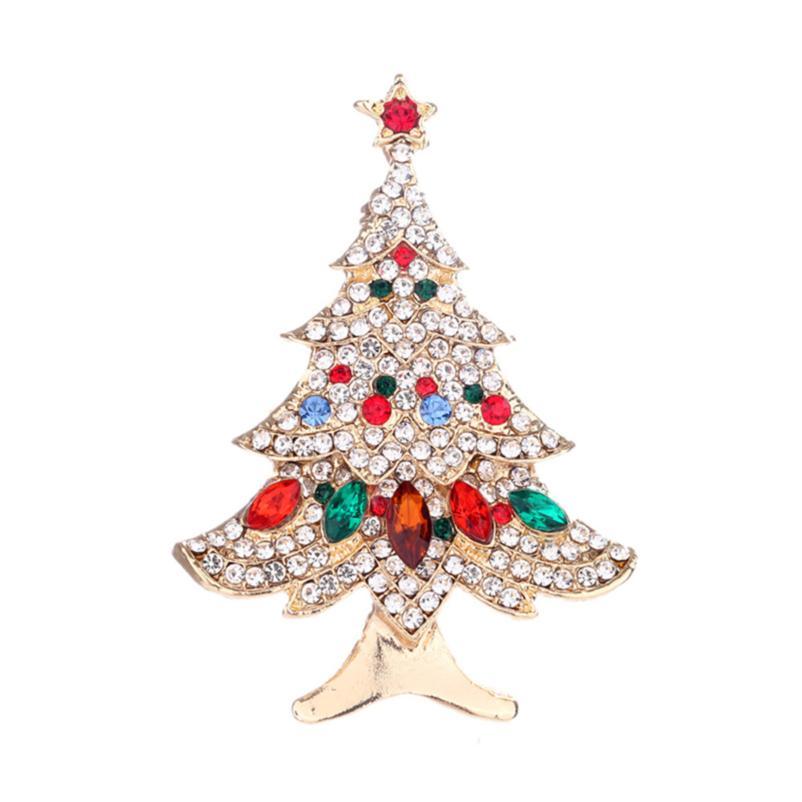 Christmas Tree Rhinestone Brooch