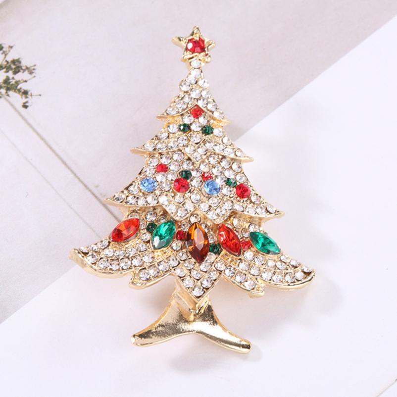 Christmas Tree Rhinestone Brooch