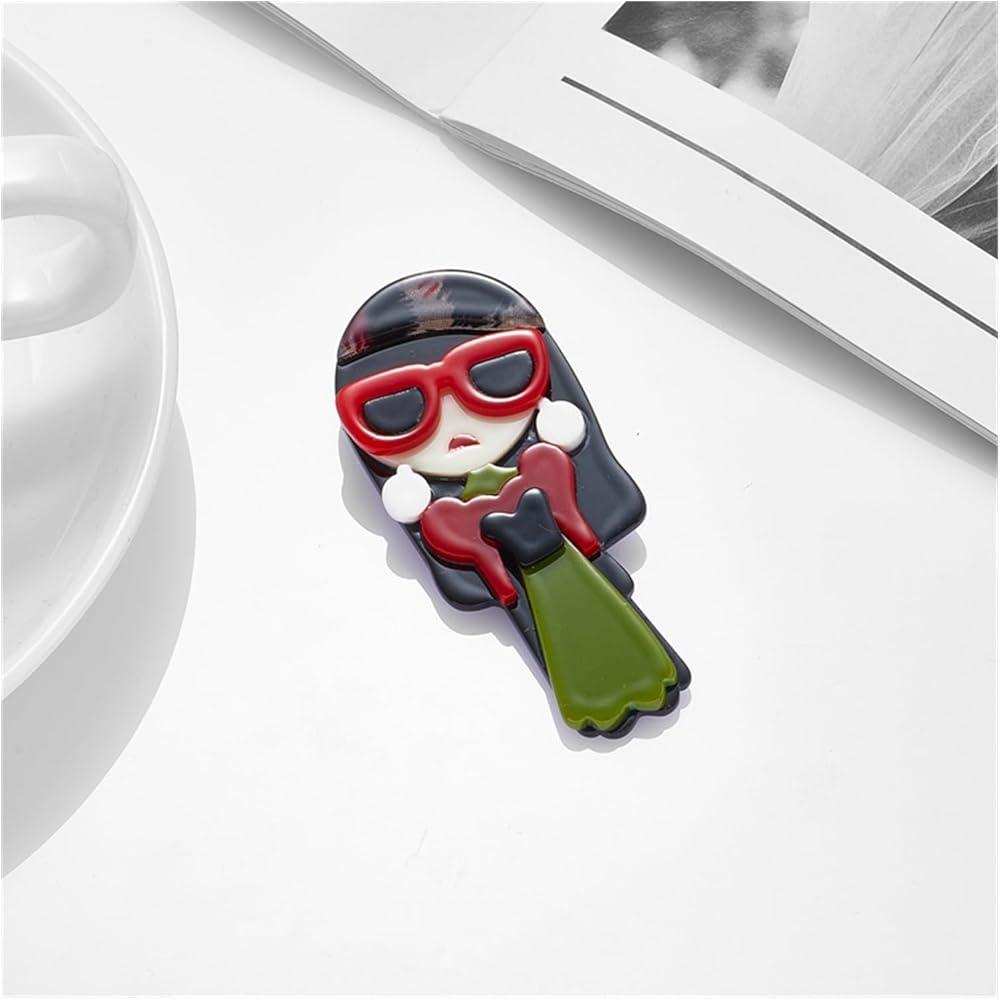 Red Sunglasses Fashion Lady Handmade Acrylic Brooch