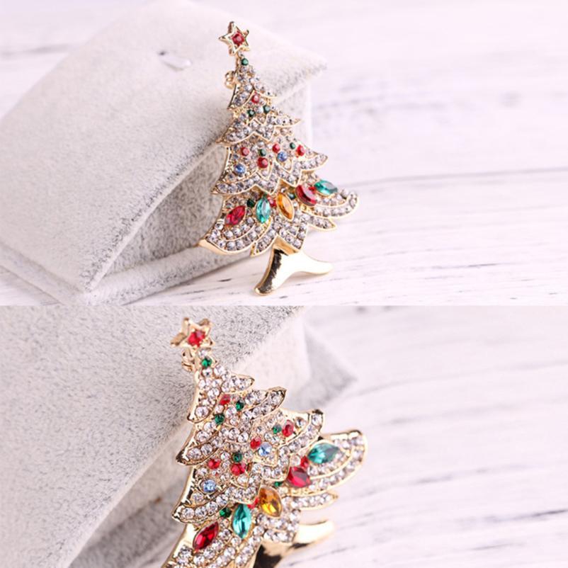 Christmas Tree Rhinestone Brooch