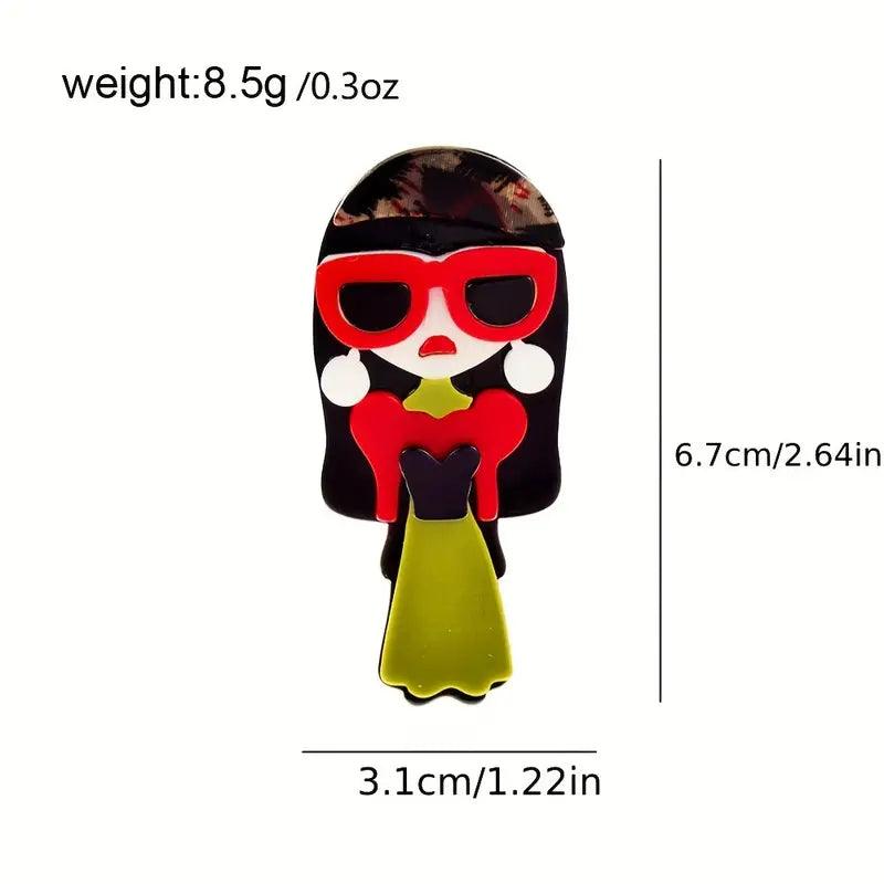 Red Sunglasses Fashion Lady Handmade Acrylic Brooch