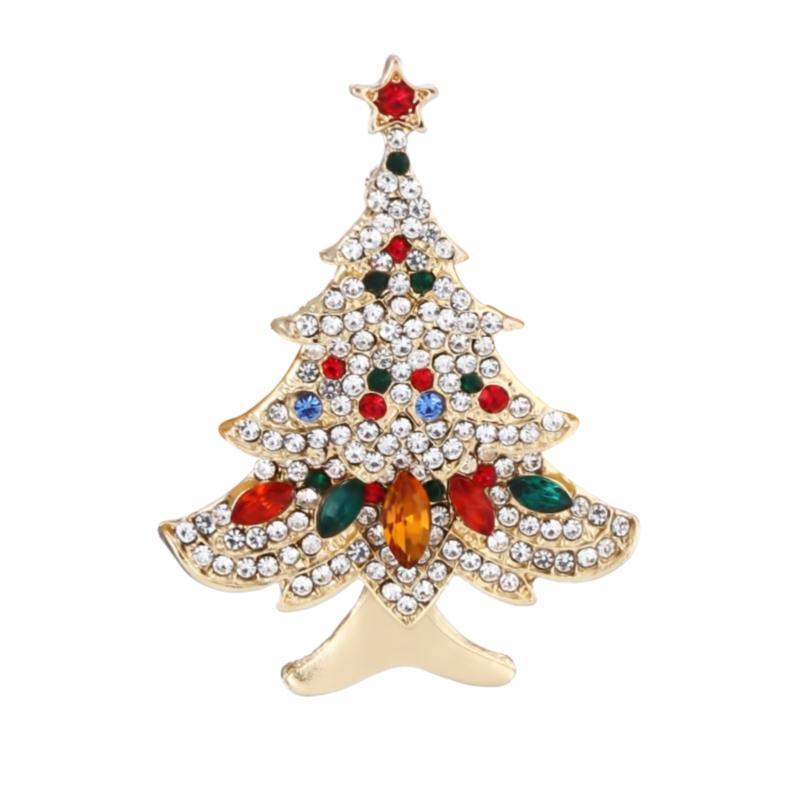 Christmas Tree Rhinestone Brooch