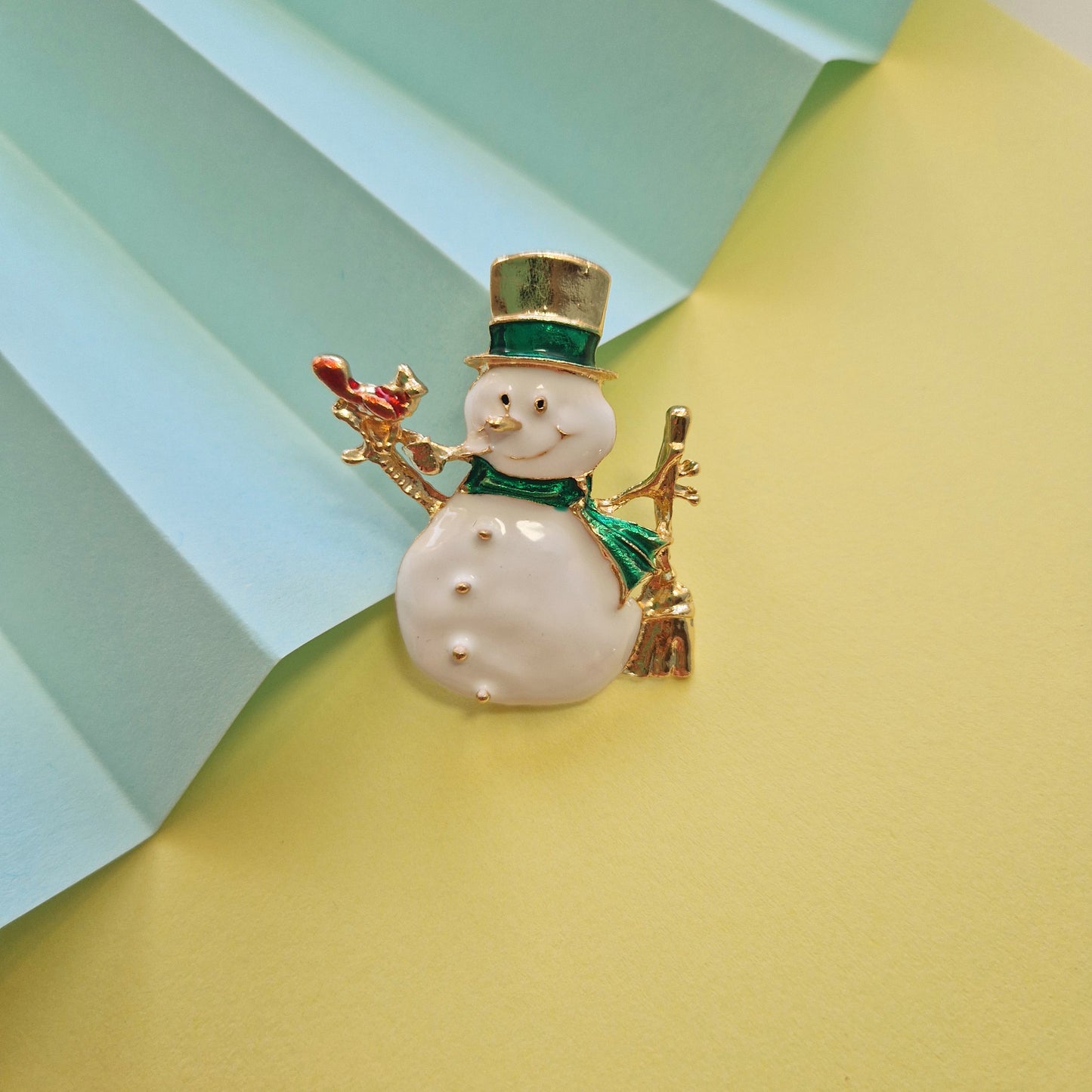 Snowman Enamel Brooch