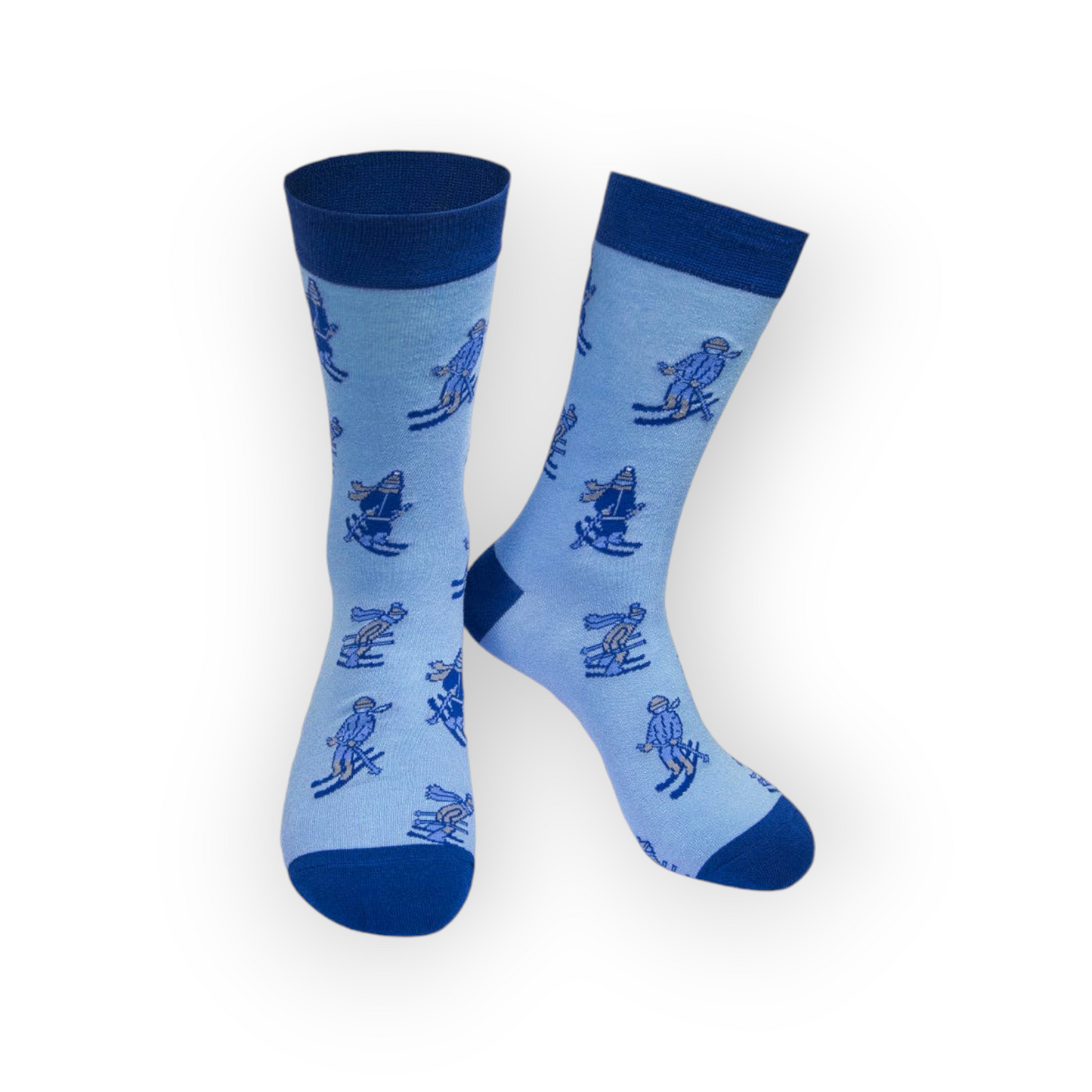 Mens Skiing Blue Bamboo Socks Winter Sports Ski Christmas Novelty