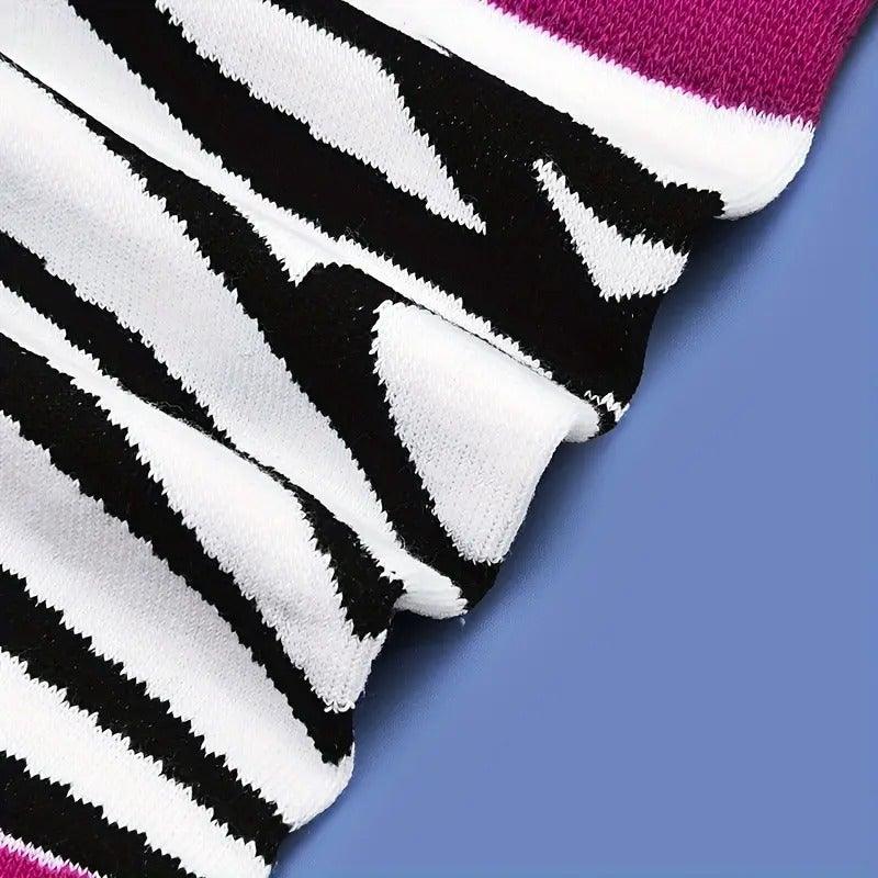 Women's Cotton Blend Zebra Print Odd Socks