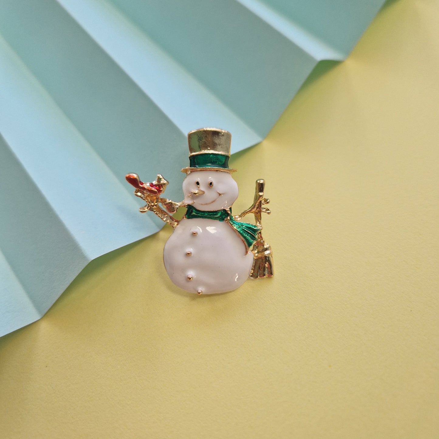 Snowman Enamel Brooch