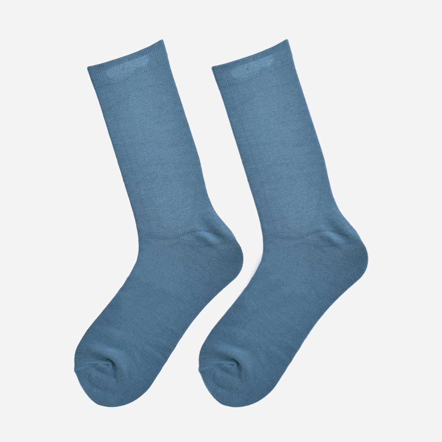 Teal bamboo crew socks flat for product display