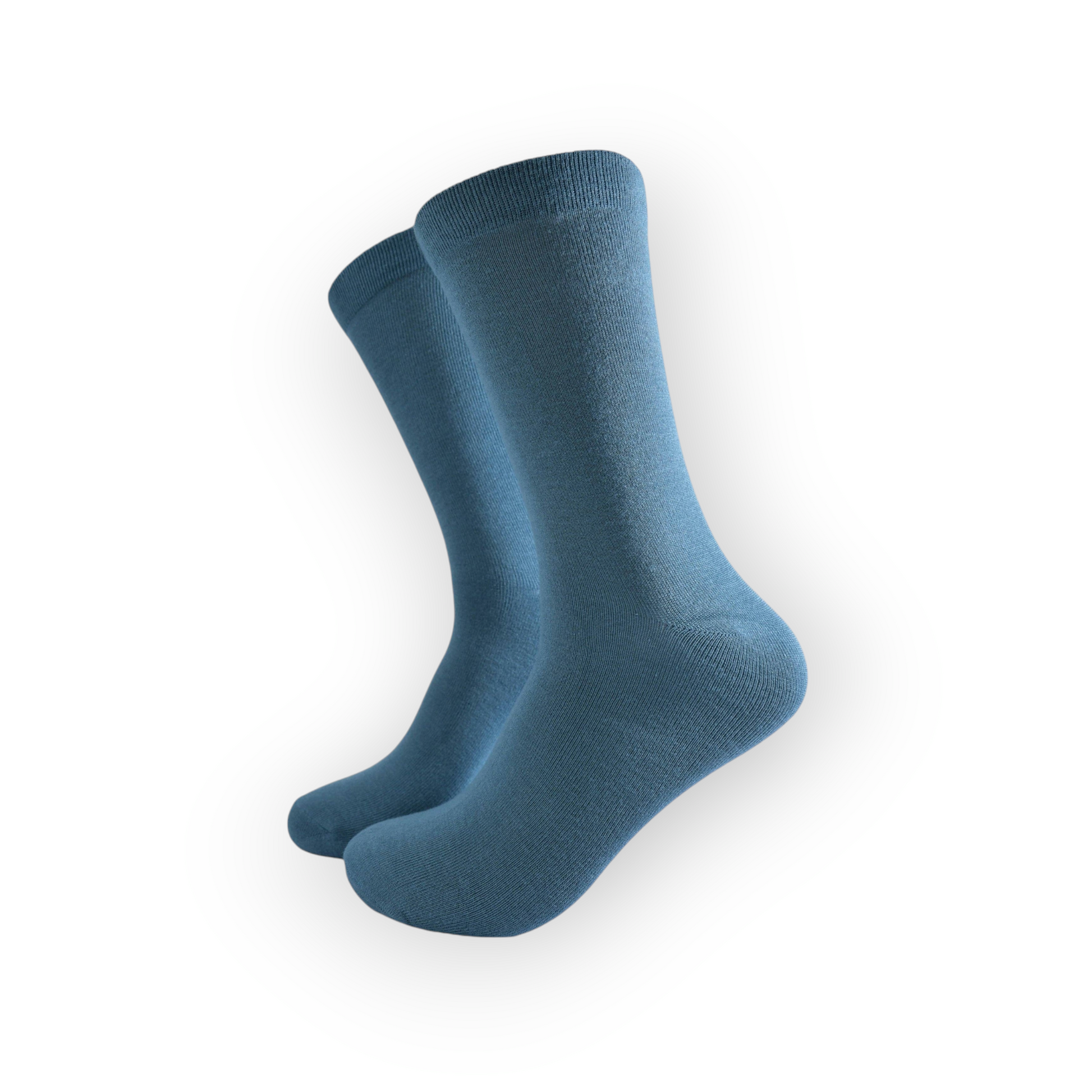A pair of teal blue bamboo socks with a visible texture, designed for men's everyday wear.