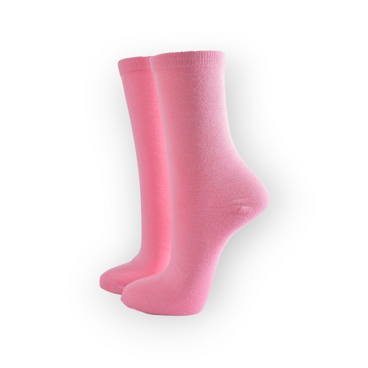 Women’s light pink bamboo ankle socks displayed flat on a white background.